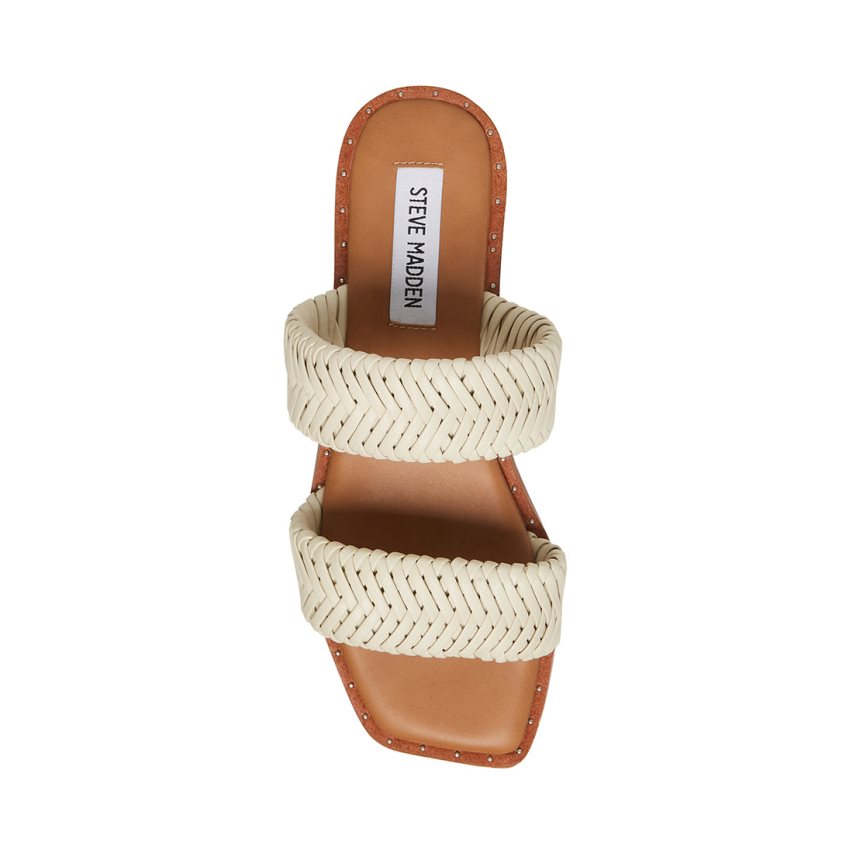 White Steve Madden Sharyn Women's Flat Sandals | PH 6248FVL